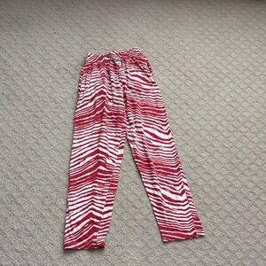 Red and White Zebra Print Pants